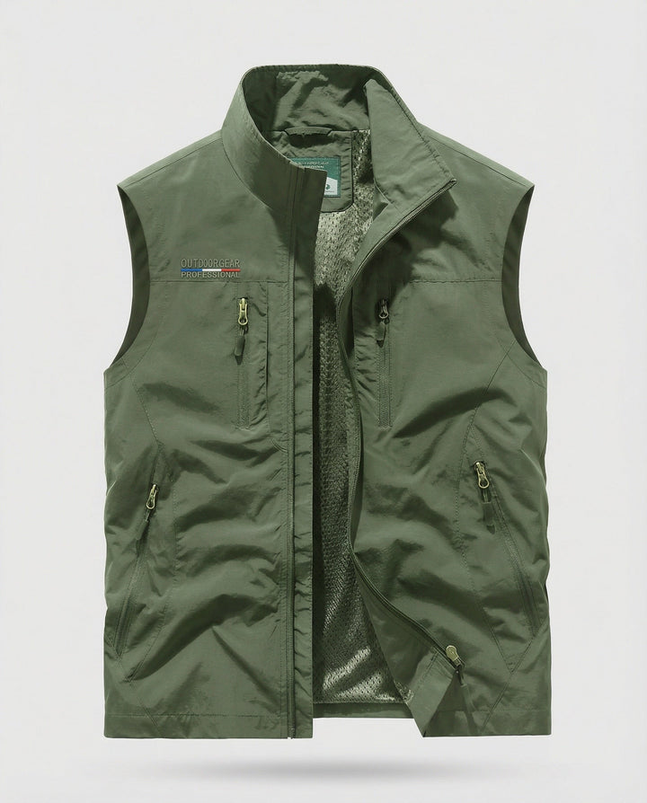 Herrars lättvikt utility gilet – Mångfickad zip-up lager för resor och vardagsbruk