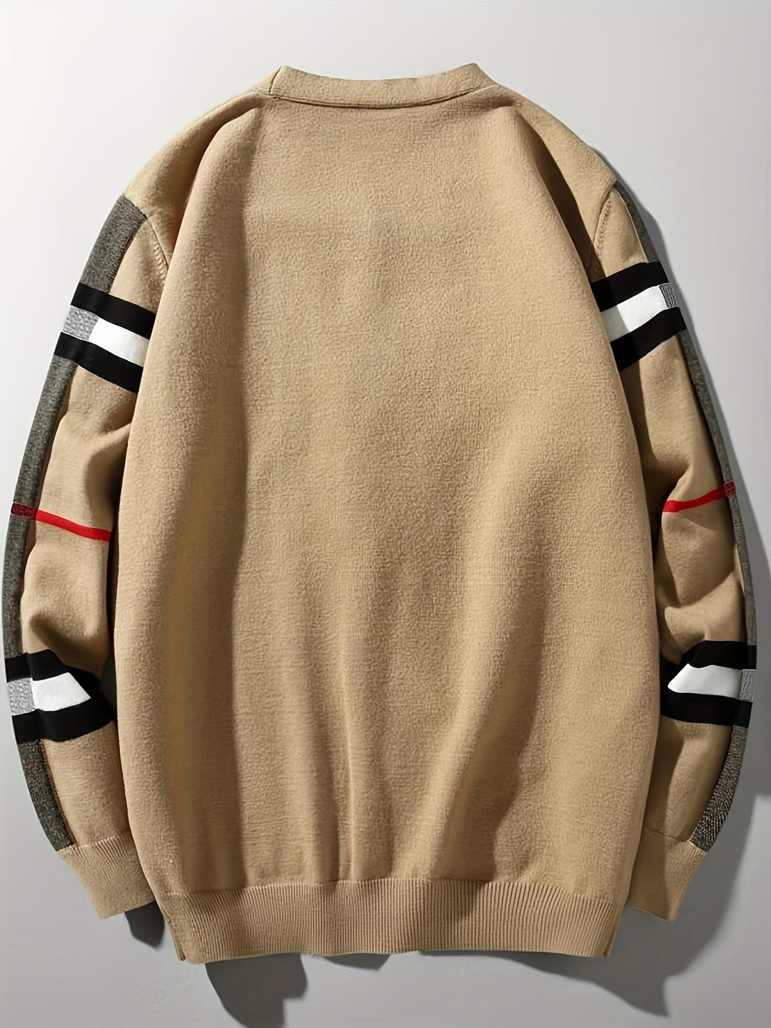 Herrars Ullknapp Cardigan – Handgjord Stickad Regular Fit
