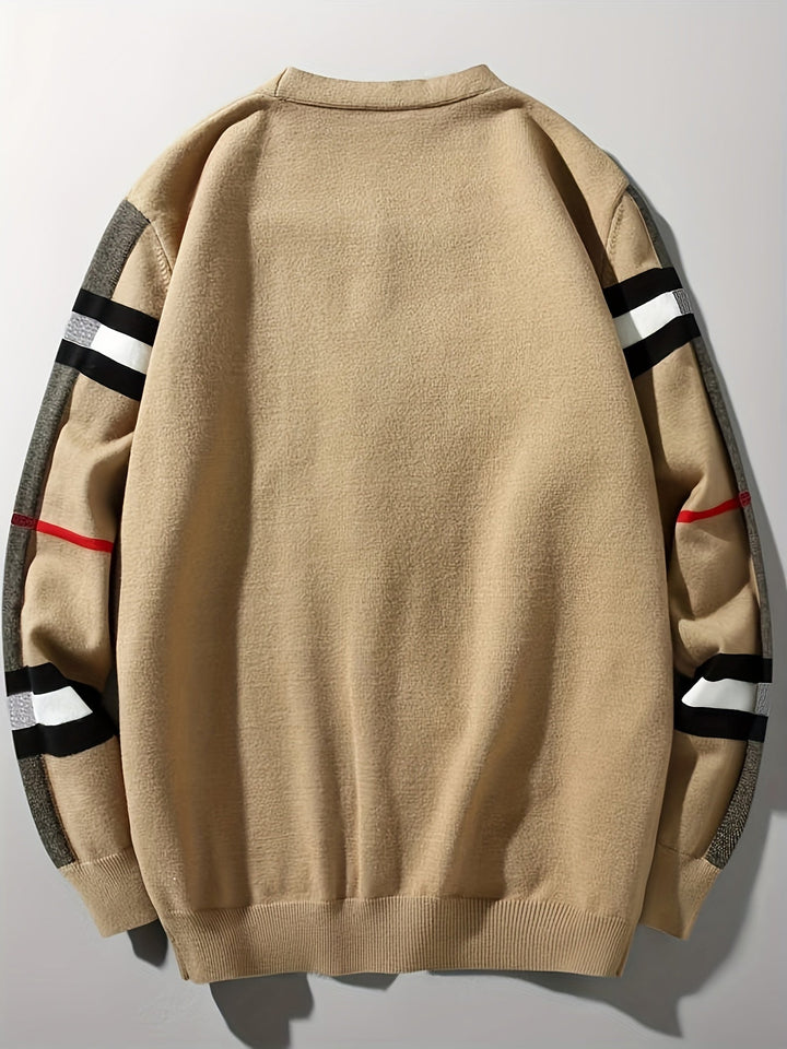 Herrars Ullknapp Cardigan – Handgjord Stickad Regular Fit