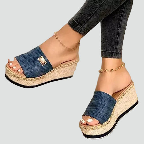 Kvinnors Wedge Slide Sandaler Flätad Plattform Sommarstil