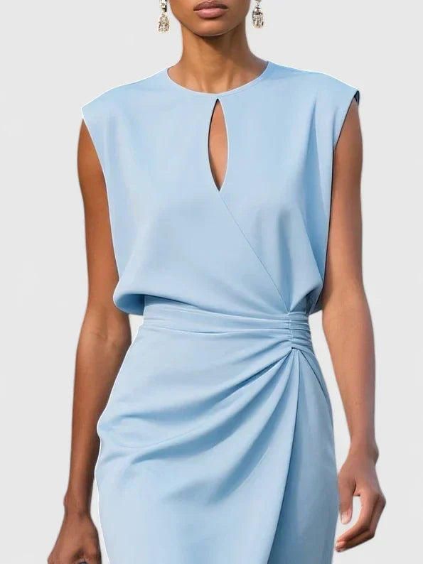 Kvinnors Rynkad Midja Midi Klänning Elegant Tillfälle Stil