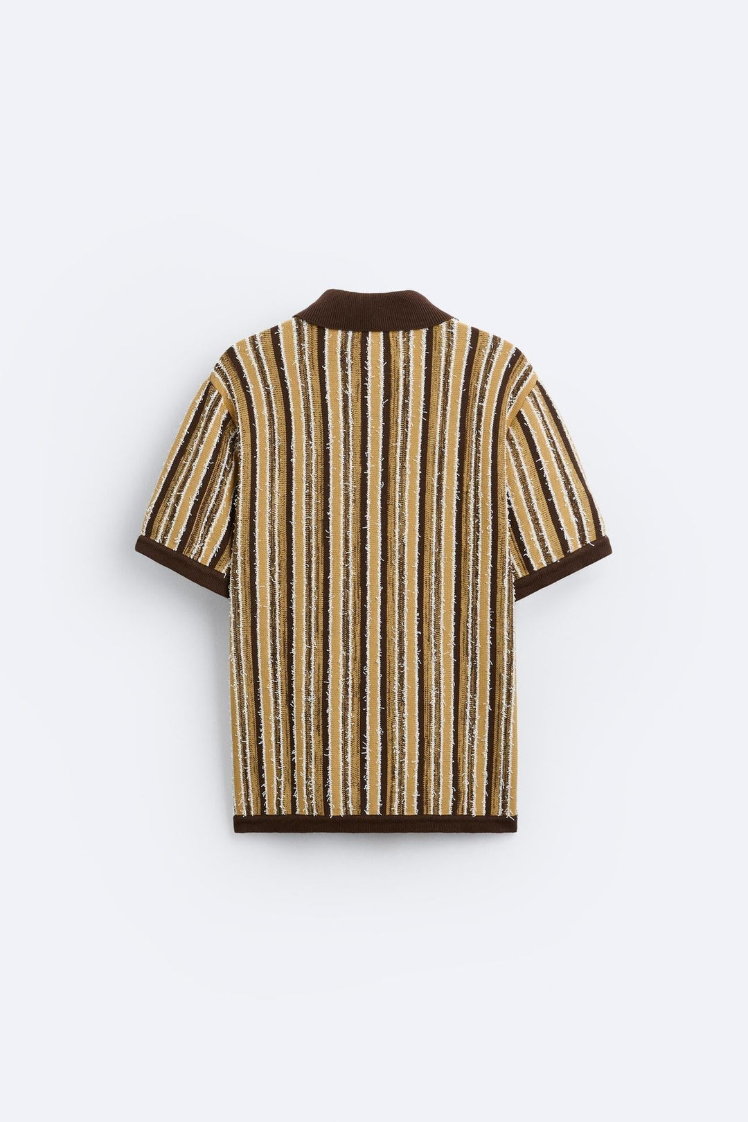 Herrarnas Retro Stickade Randiga Polo Casual Sommar Skjorta