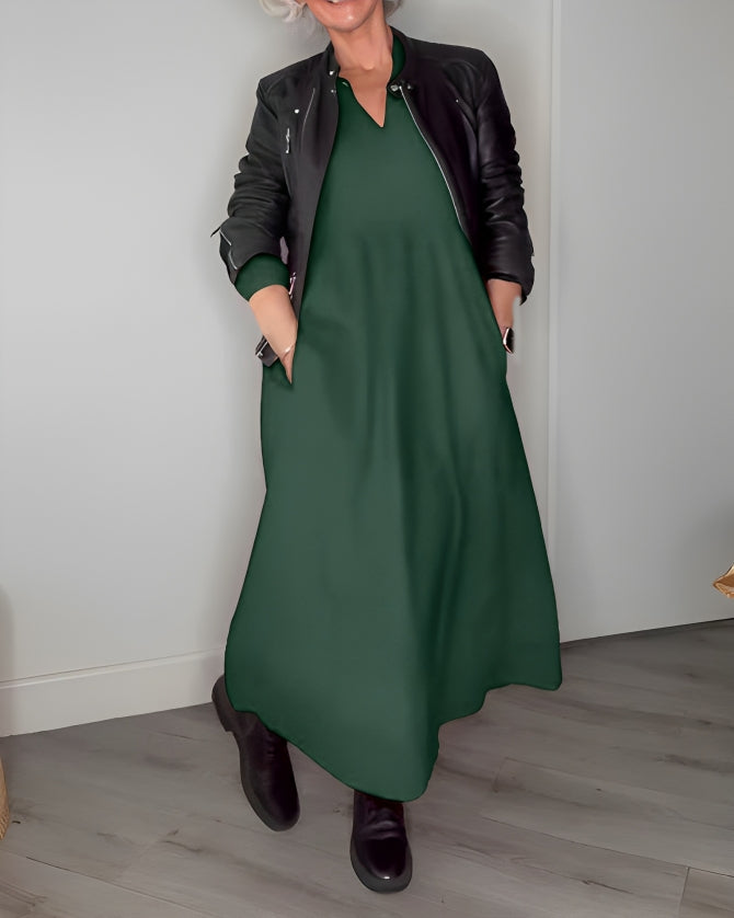 Kvinnors Maxi Klänning Avslappnad Lång Ärmar Cocktail Silhuett