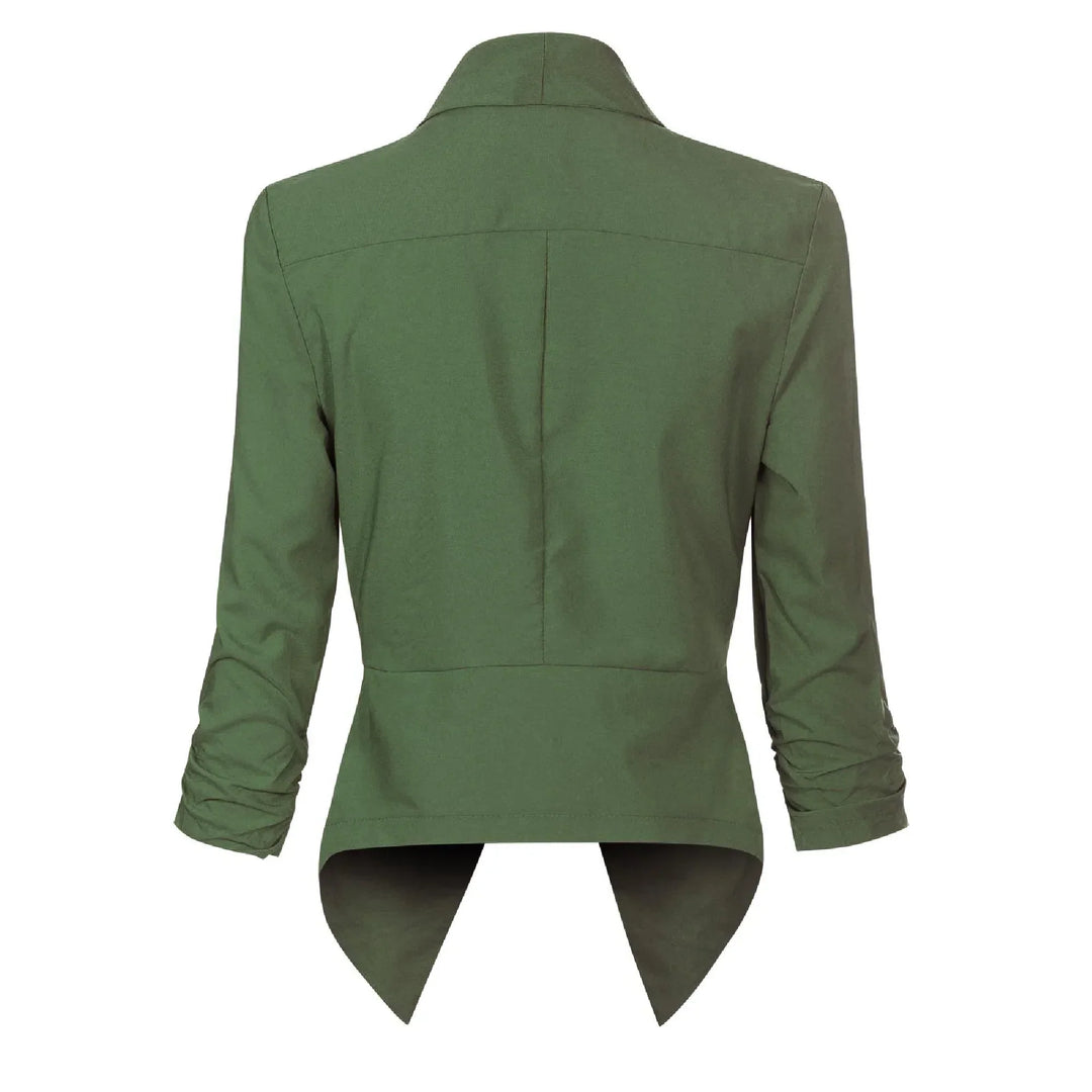 Kvinnors Öppen Framsidan Blazer – Rynkad Ärmar Smart Lager för Kontor och Tillfällen