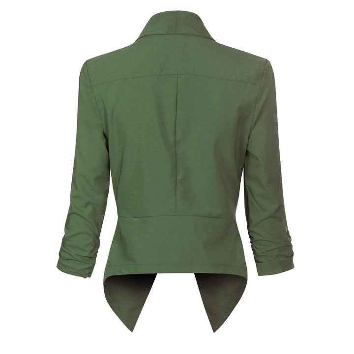 Kvinnors Öppen Framsidan Blazer – Rynkad Ärmar Smart Lager för Kontor och Tillfällen