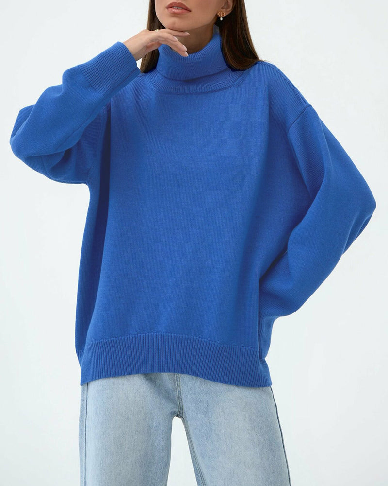 Kvinnors Oversized Turtleneck Tröja – Avslappnad Vinterstickad för Dagligt Lager