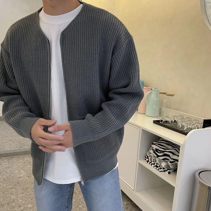 Herrar Högkrage Stickad Tröja – Varm Bekväm Stilig Avslappnad Smart Pullover