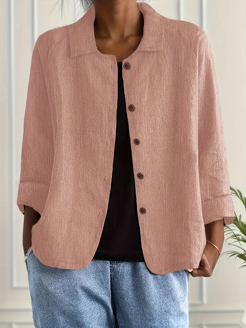Kvinnors Lätta Knapp-Front Tröja Cardigan Casual Lager