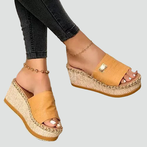 Kvinnors Wedge Slide Sandaler Flätad Plattform Sommarstil