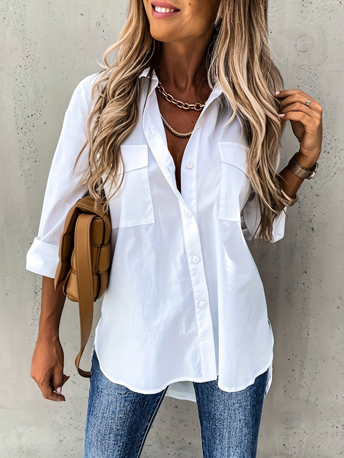 Damblus med slagkrage – Lätt, andningsbar, elegant, stilfull, bekväm, avslappnad, vardaglig blus