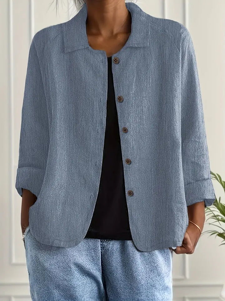 Kvinnors Lätta Knapp-Front Tröja Cardigan Casual Lager