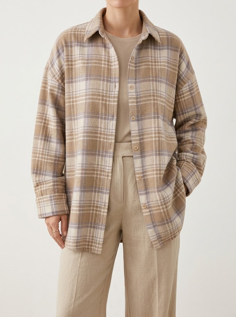 Kvinnors Oversized Flanellskjorta – Mjuk Knapp-up Lager för Streetwear och Avslappnade Dagar
