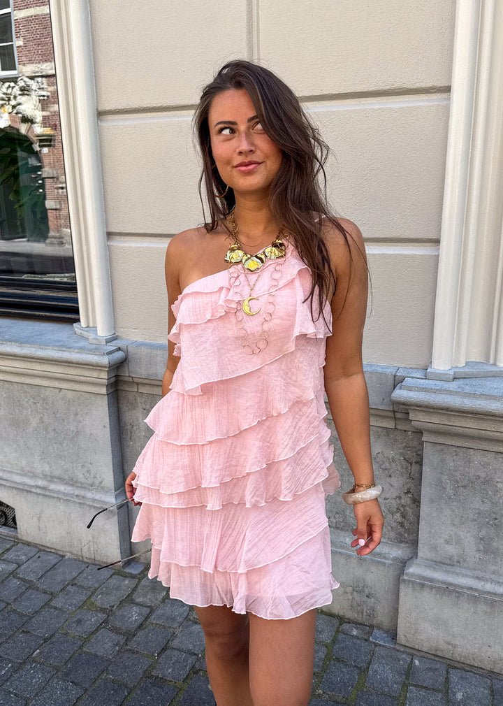Kvinnors Lagerpåse Mini Klänning Asymmetrisk Rem Sommar Stil