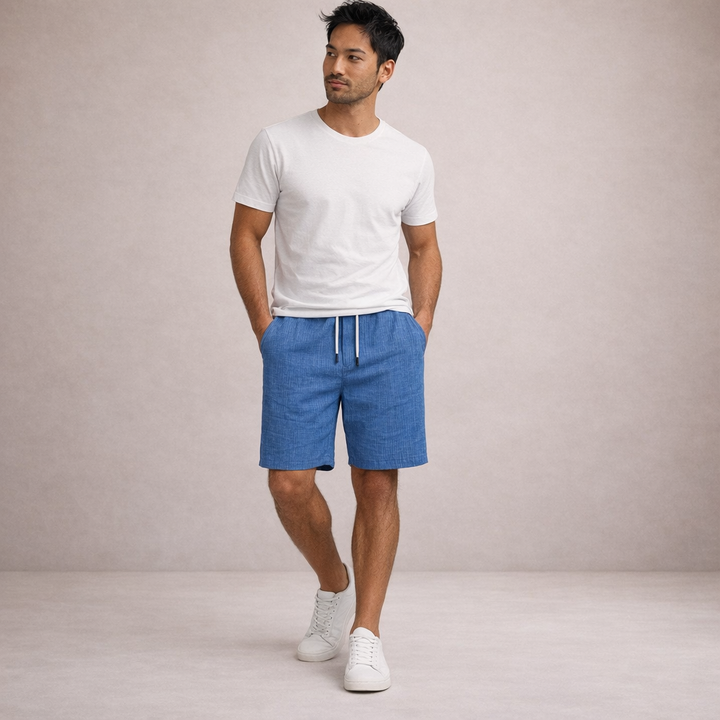 Herrars Dragstring Linne Sommar Shorts Casual Avslappnad Passform
