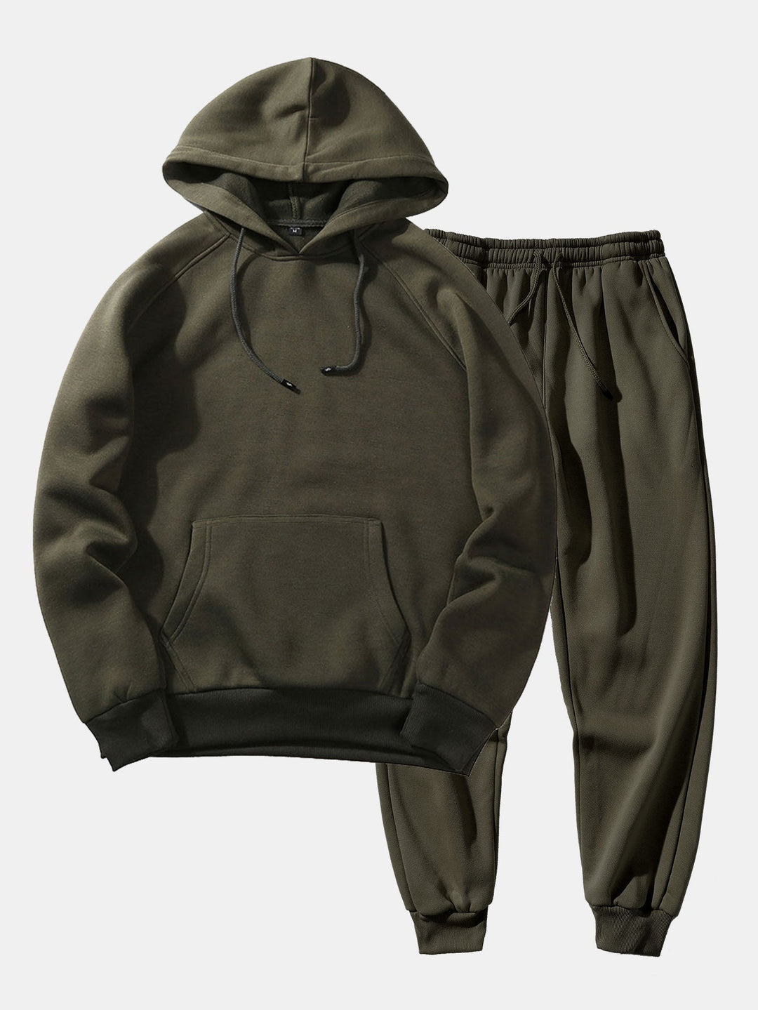 Herrars Raglan Pullover Träningsdräkt – Regular Fit Hoodie och Tapered Joggers för Dagligt Användande