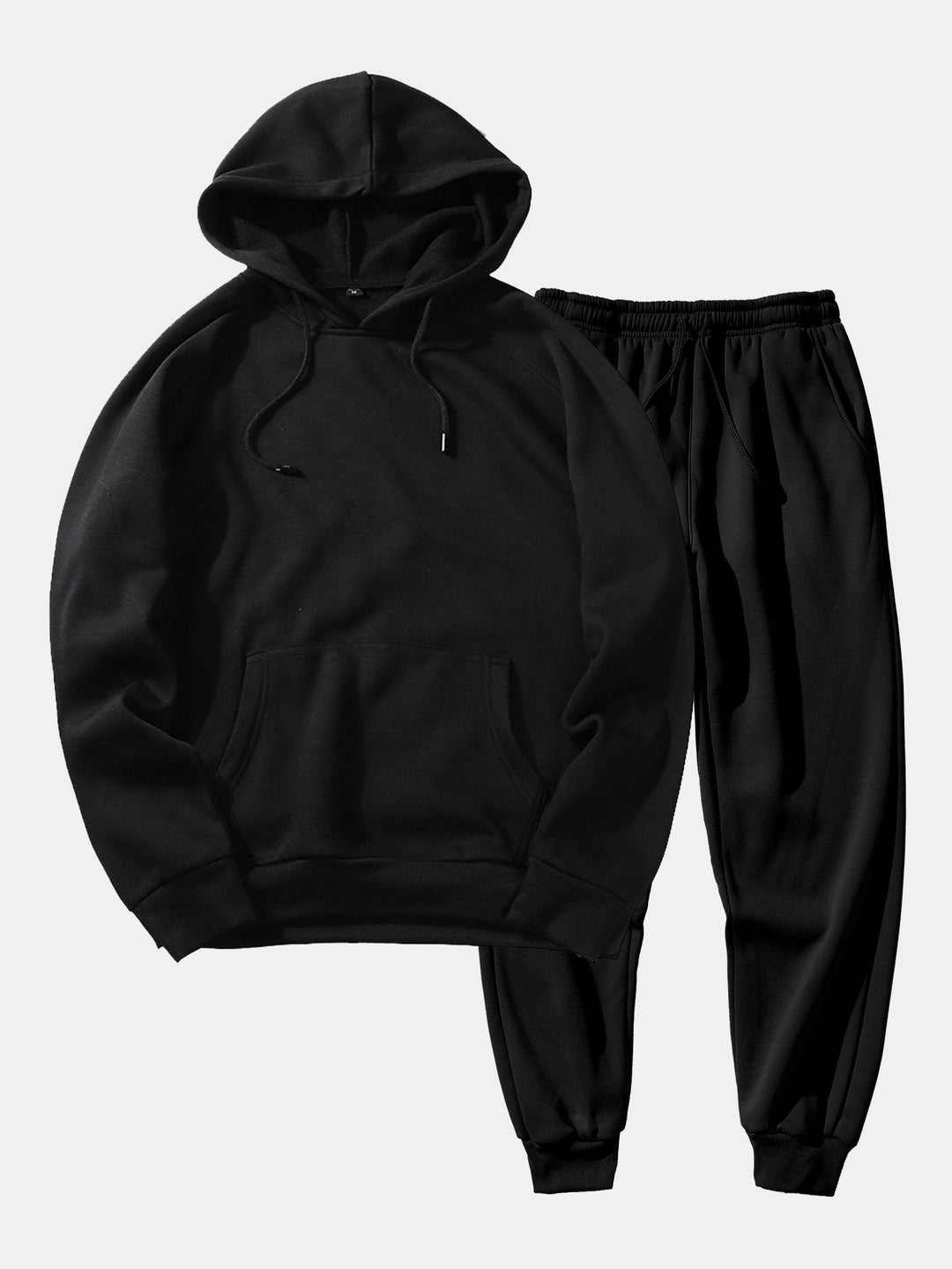 Herrars Raglan Pullover Träningsdräkt – Regular Fit Hoodie och Tapered Joggers för Dagligt Användande