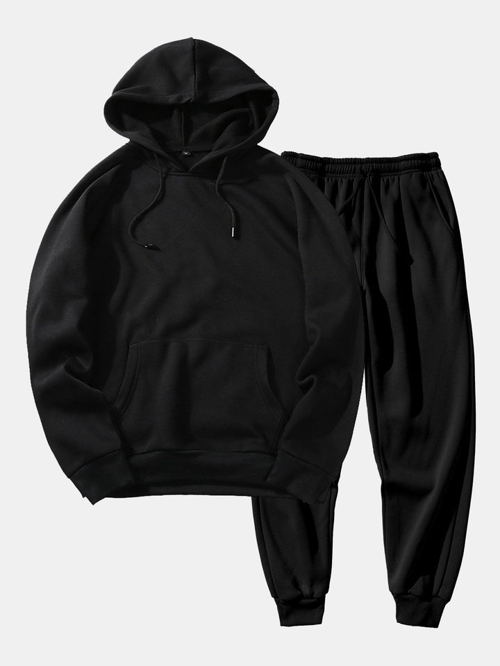 Herrars Raglan Pullover Träningsdräkt – Regular Fit Hoodie och Tapered Joggers för Dagligt Användande