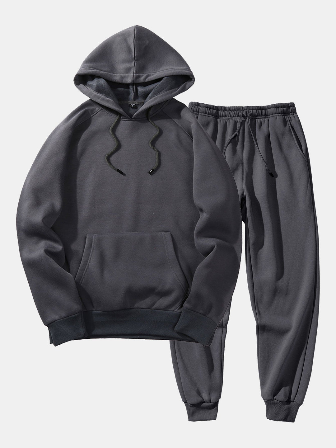 Herrars Raglan Pullover Träningsdräkt – Regular Fit Hoodie och Tapered Joggers för Dagligt Användande