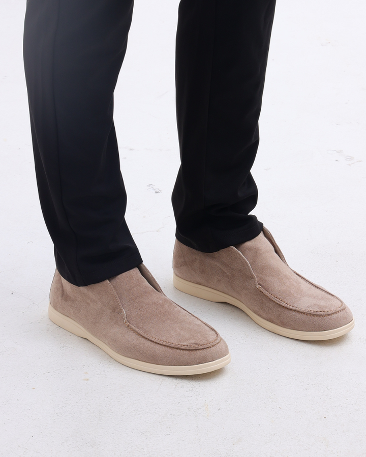 Herrarnas Mocka Slip-On Loafers Medelklipp Kontrast Sula