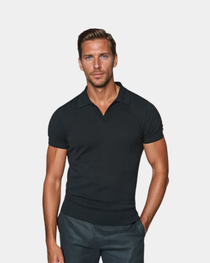Herr Slim Fit Polotröja Kort Ärmar Lätt Andningsbar Elegant Smart Casual Fitted Topp