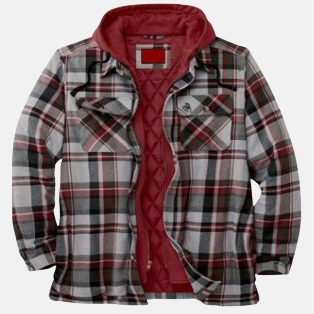 Herrarnas Varm Hooded Overshirt Jacka – Tryckt Vadderad Lager för Utomhusbruk