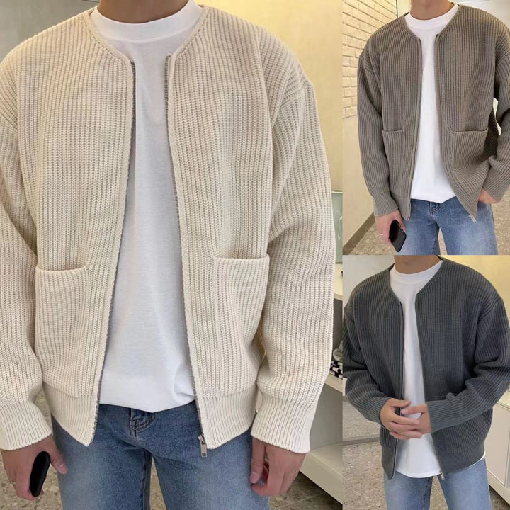 Herrar Högkrage Stickad Tröja – Varm Bekväm Stilig Avslappnad Smart Pullover