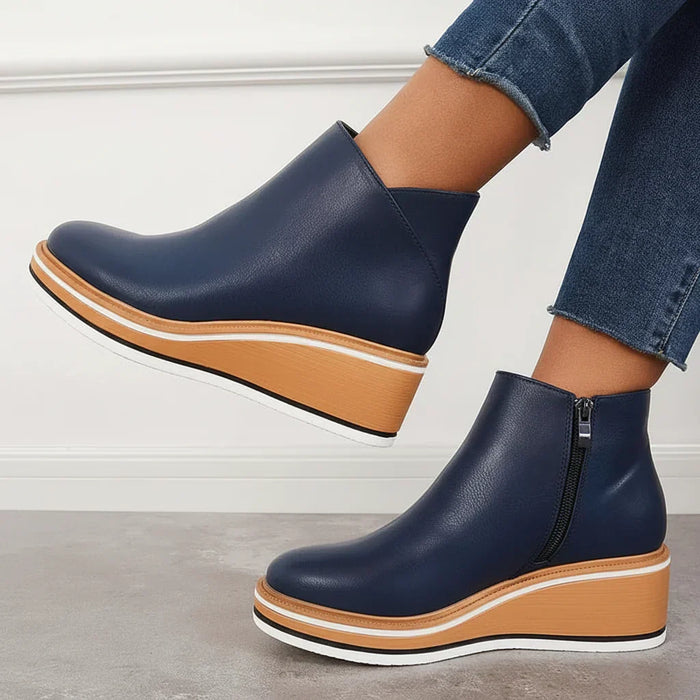 Dam Kilklack Boots med Dragkedja och Mjuk Rund Tå