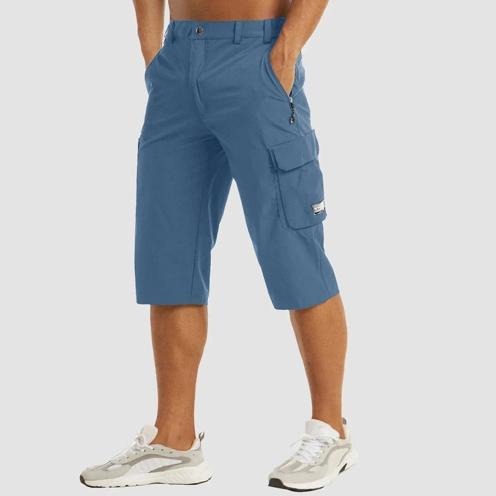 Herrens Stretch Cargo Bermuda Shorts med Fickor och Förlängd Passform