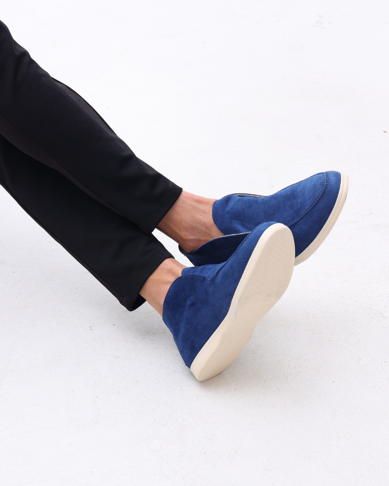 Herrarnas Mocka Slip-On Loafers Medelklipp Kontrast Sula