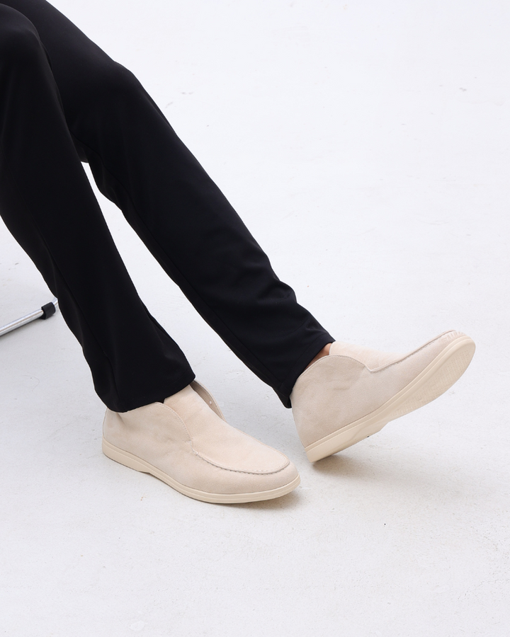 Herrarnas Mocka Slip-On Loafers Medelklipp Kontrast Sula