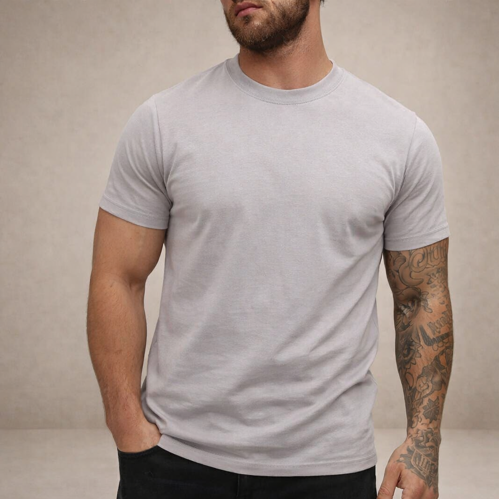 Herr Slim Fit Crew Neck Essential Cotton T-Shirt