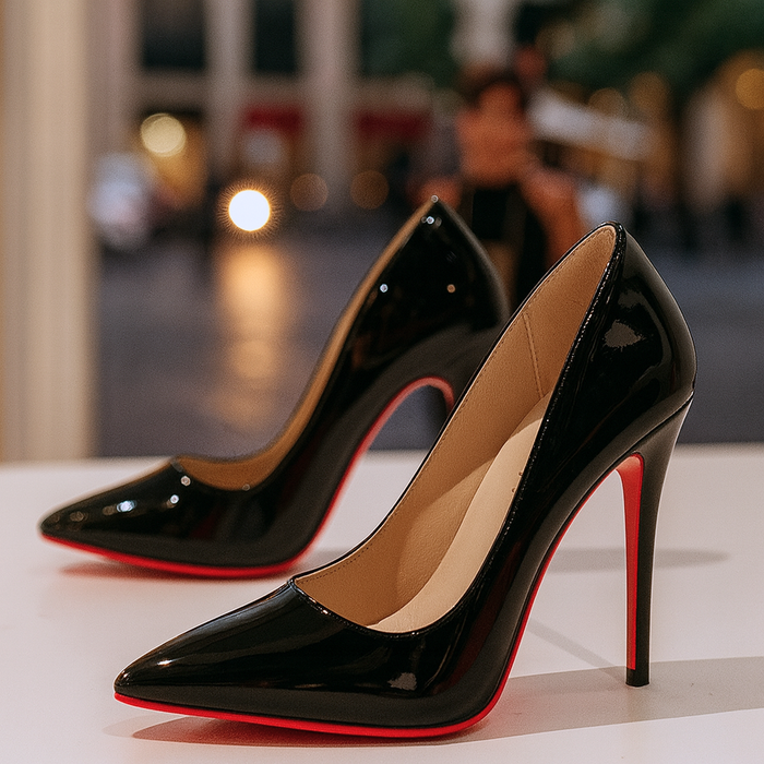 Kvinnors Spetsig Tå Stiletto Pumps – Glansiga Högklackade Skor för Kvälls- och Kontorsbruk