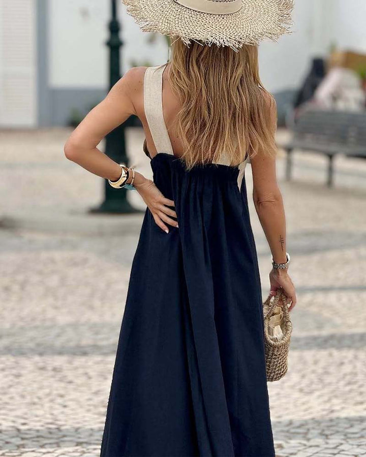 Kvinnors Crossover Halter Maxi Klänning Med Flödande Silhuett
