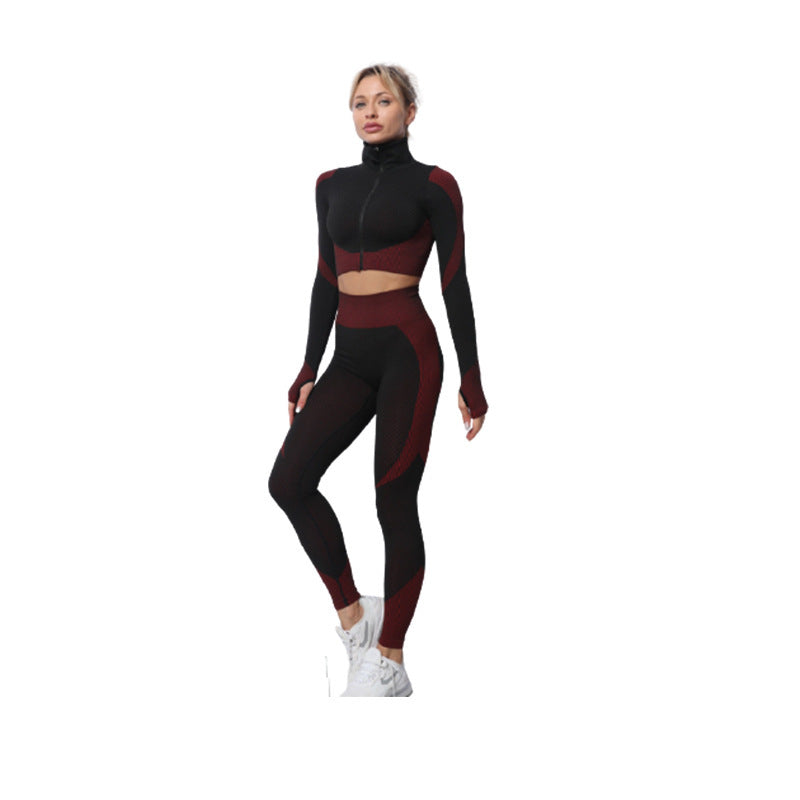 Kvinnors Tre Delars Träningsset Ribbad Sculpt Fit