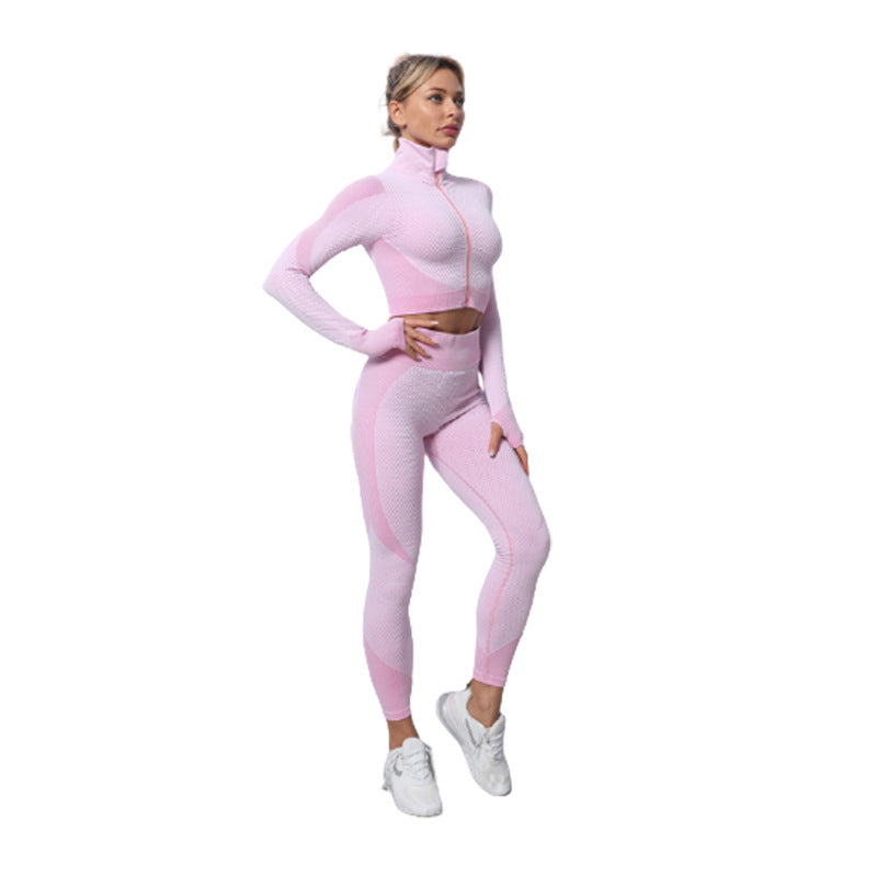 Kvinnors Tre Delars Träningsset Ribbad Sculpt Fit