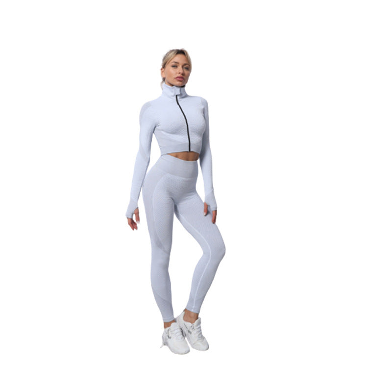 Kvinnors Tre Delars Träningsset Ribbad Sculpt Fit