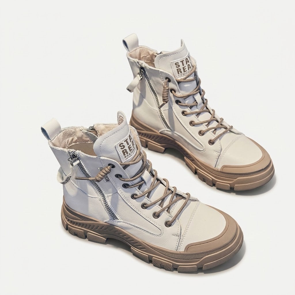 Kvinnors Hög-Top Sneakers Stövlar – Chunky Snörningsstil för Vardagligt Stadsliv