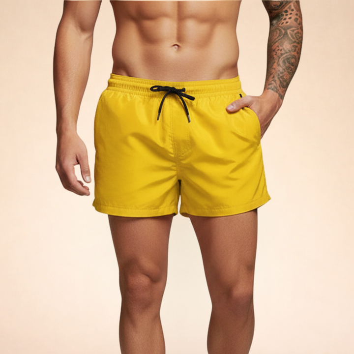 Herrars snabba torkande badshorts – Lättviktsstretch med dragsko för strand, pool och semester