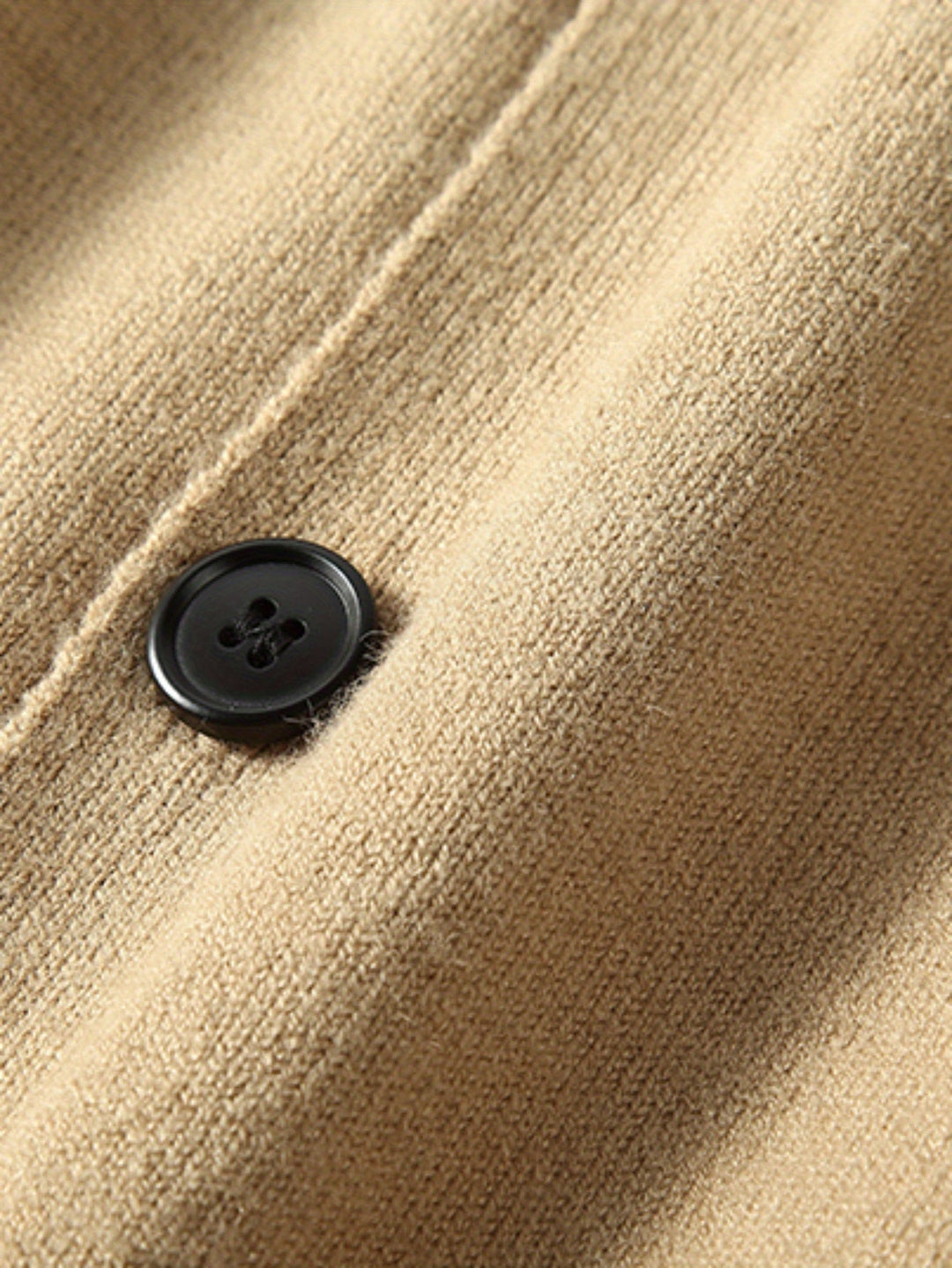 Herrars Ullknapp Cardigan – Handgjord Stickad Regular Fit