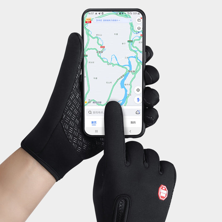 Svarta fleecefodrade touchscreen-handskar