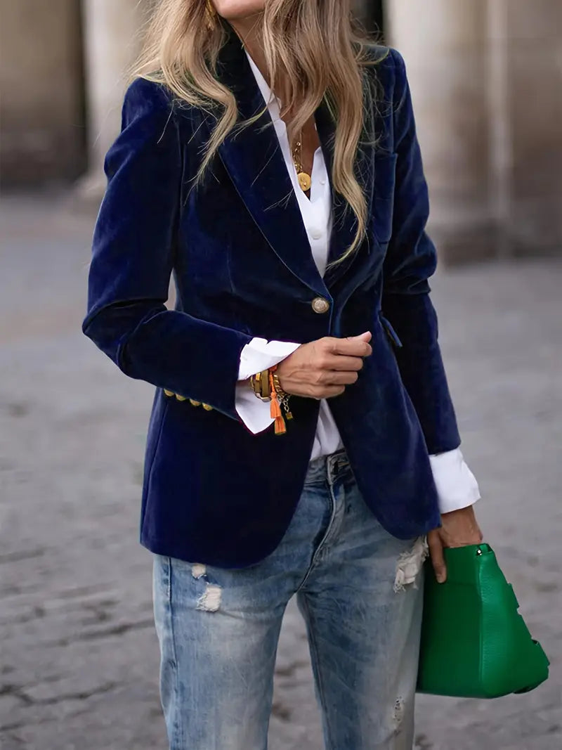 Kvinnors Skräddarsydda En-Knappl Blazer – Klassisk Kontorsjacka för Smart Casual och Festlig Klädsel