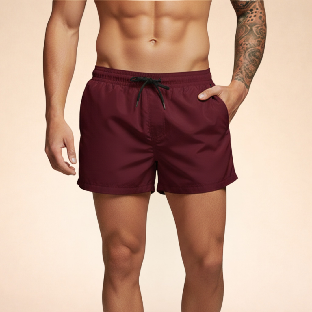 Herrars snabba torkande badshorts – Lättviktsstretch med dragsko för strand, pool och semester