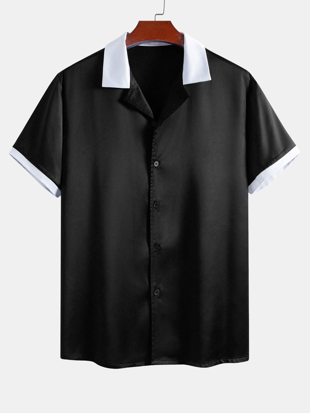 Herrars Släta Satin Co-Ord – Kortärmad Skjorta och Dragsko Shorts för Sommarkvällar