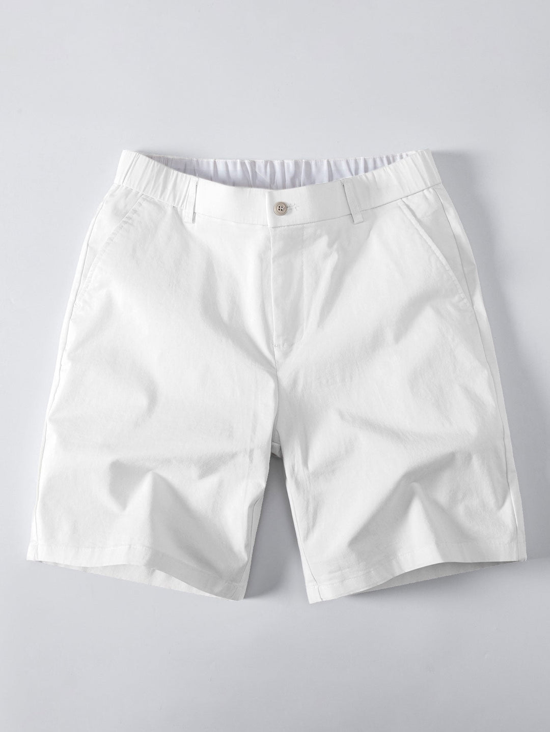 Herrers Viskosstickad Skjorta med Stretch Chino Shorts – Sommar Smart Casual Set