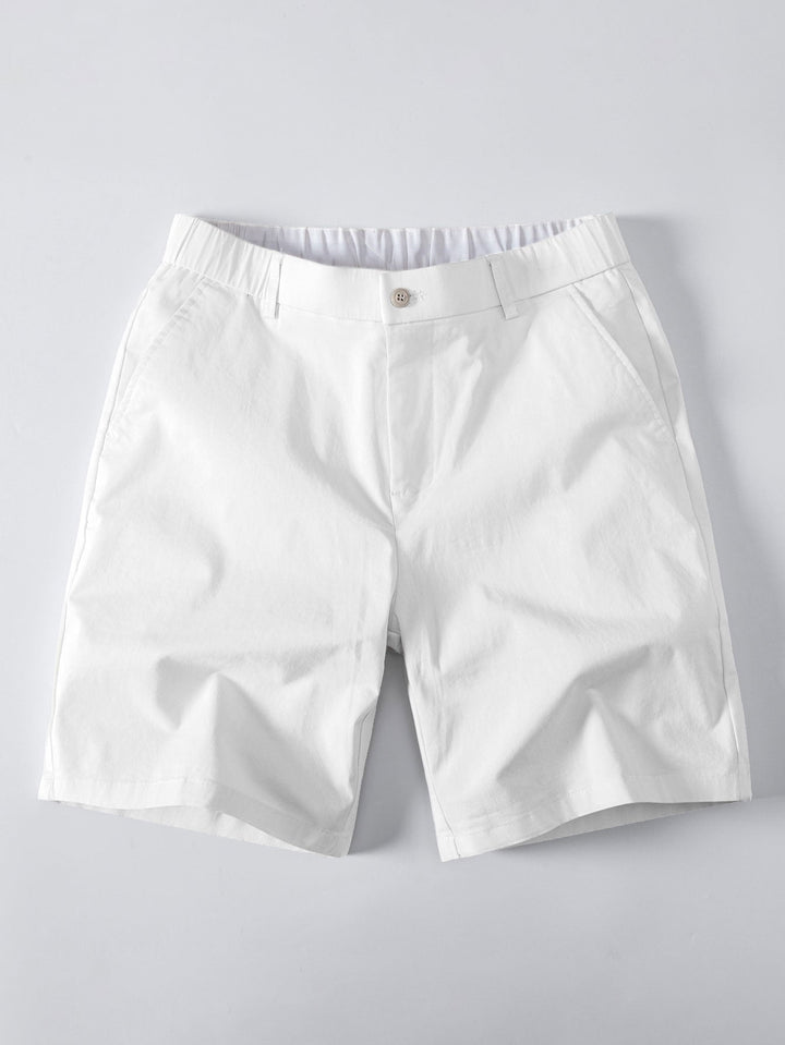 Herrers Viskosstickad Skjorta med Stretch Chino Shorts – Sommar Smart Casual Set