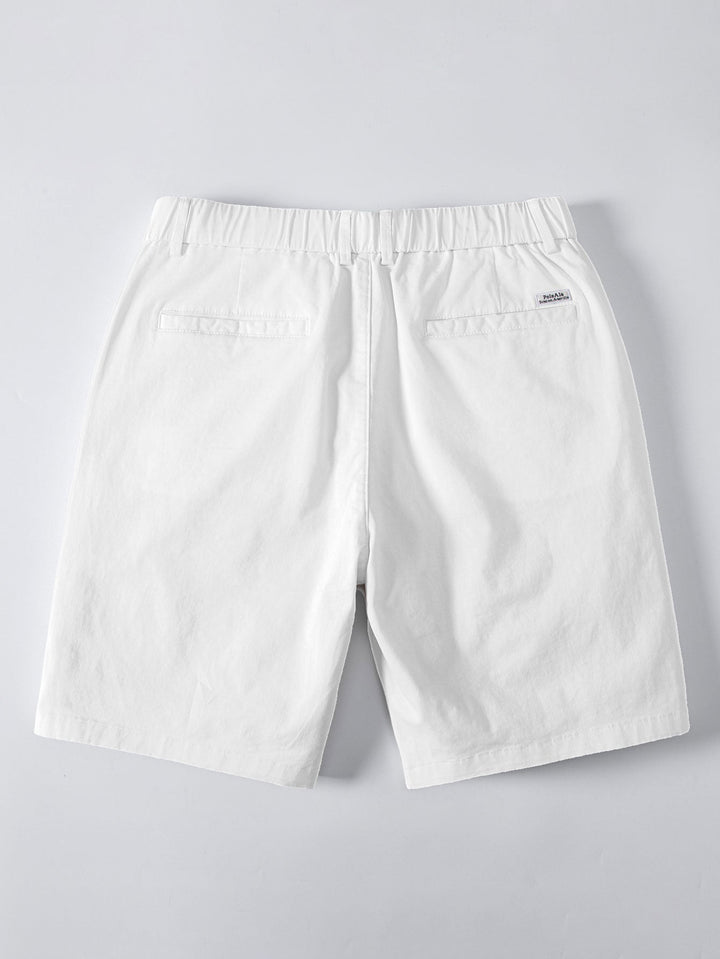 Herrers Viskosstickad Skjorta med Stretch Chino Shorts – Sommar Smart Casual Set
