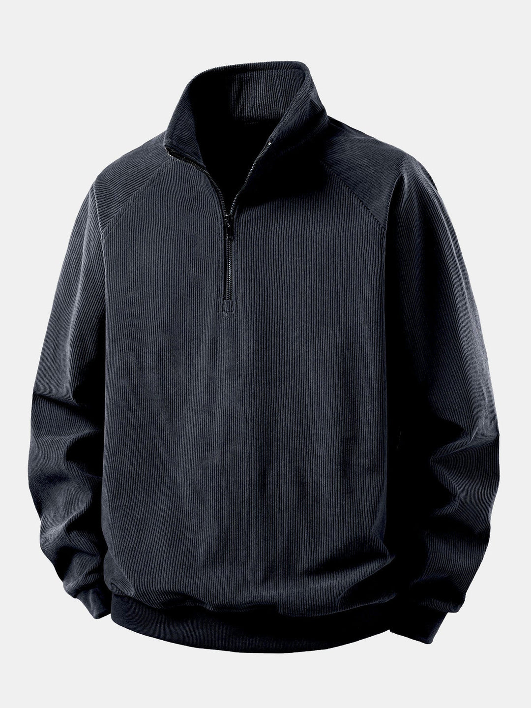 Herrens Corduroy Quarter-Zip Sweatshirt – Avslappnad Raglan Pullover för Kyligare Dagar