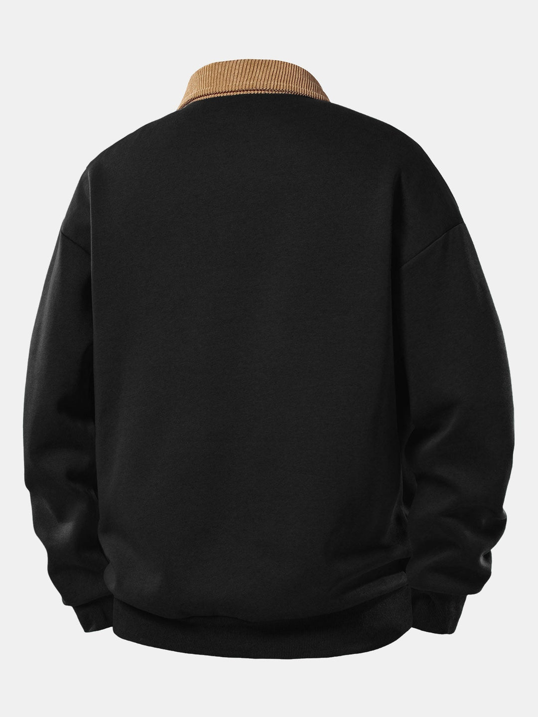 Herrarnas avslappnade polo sweatshirt med kordkrage – Blandning av bomull för höstlager