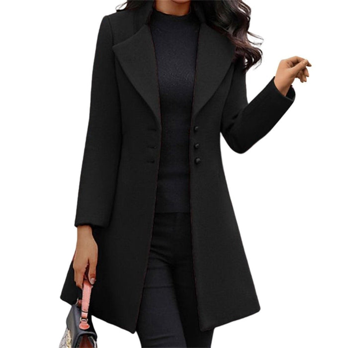 Dam Trenchcoat med Bred Krage och Knäppning