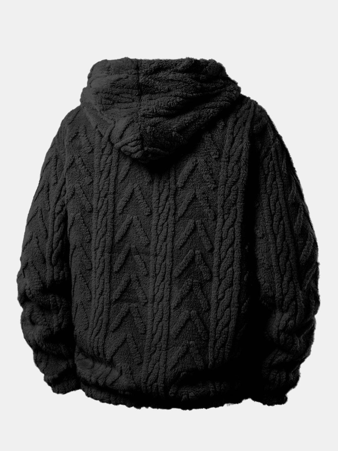 Herrens Teddy Fleece Tvådelade Set – Avslappnad Hoodie och Joggers för Kalla Dagar